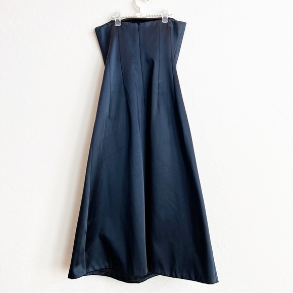 Diane Von Furstenberg Women's Strapless A-Line Midi Dress Satin Navy Blue 2 - Picture 6 of 10